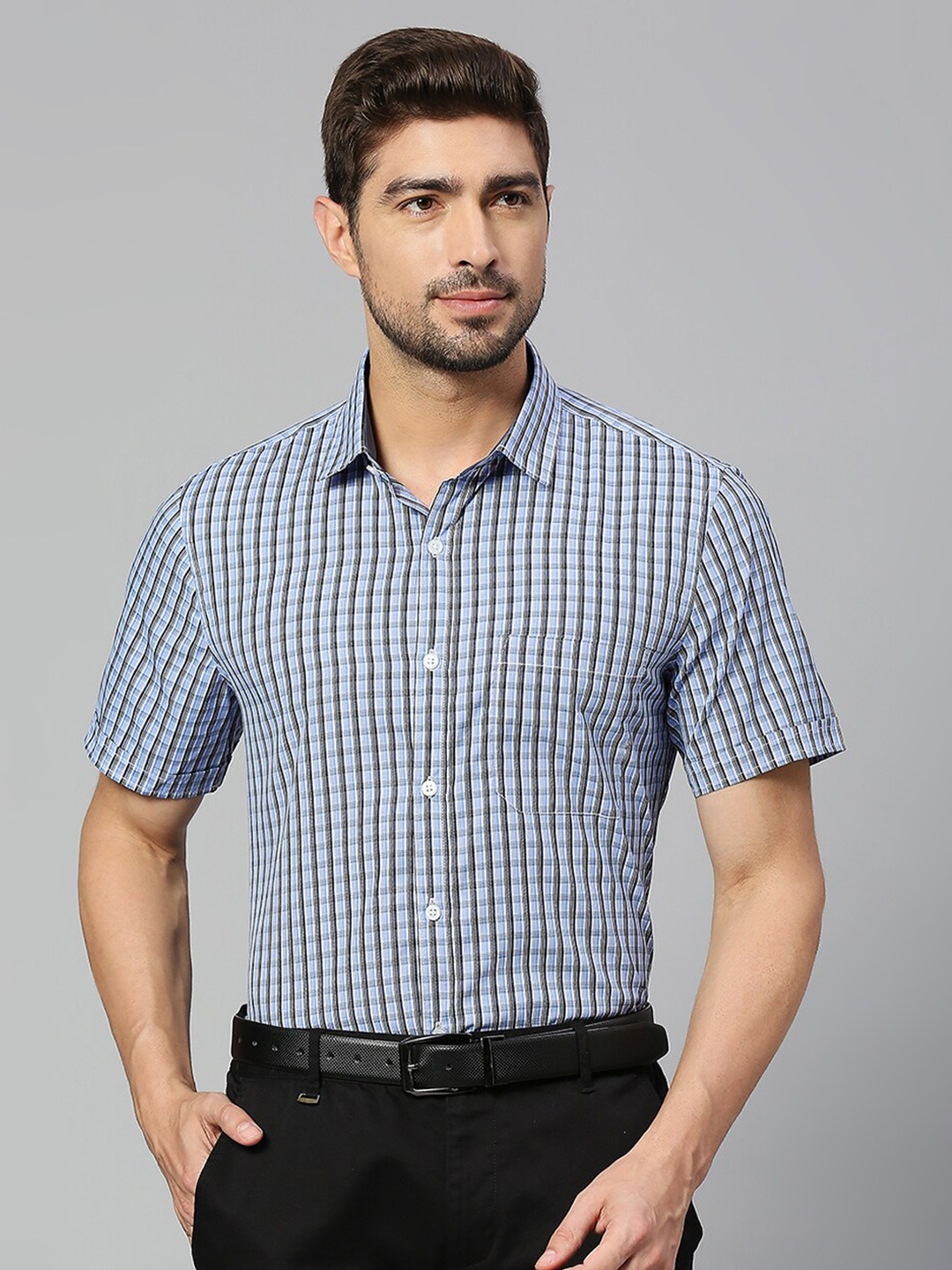 

Thomas Scott Classic Gingham Checked Slim Fit Formal Shirt, Blue