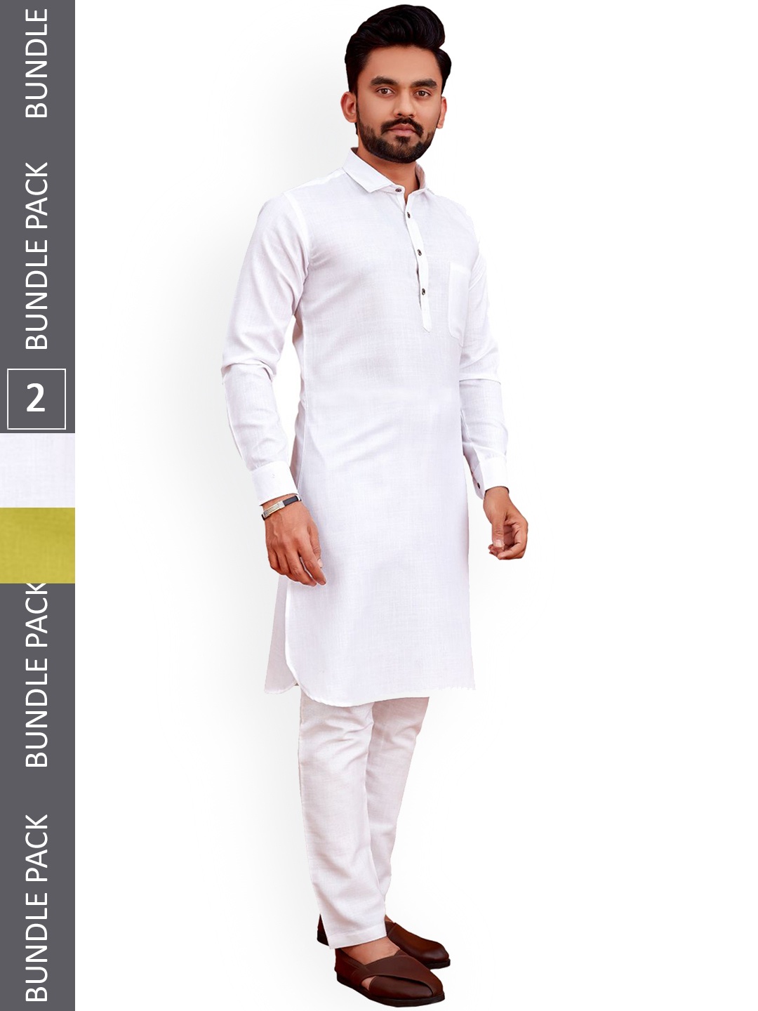 

allan peter Pack Of 2 Cotton Kurtas, White