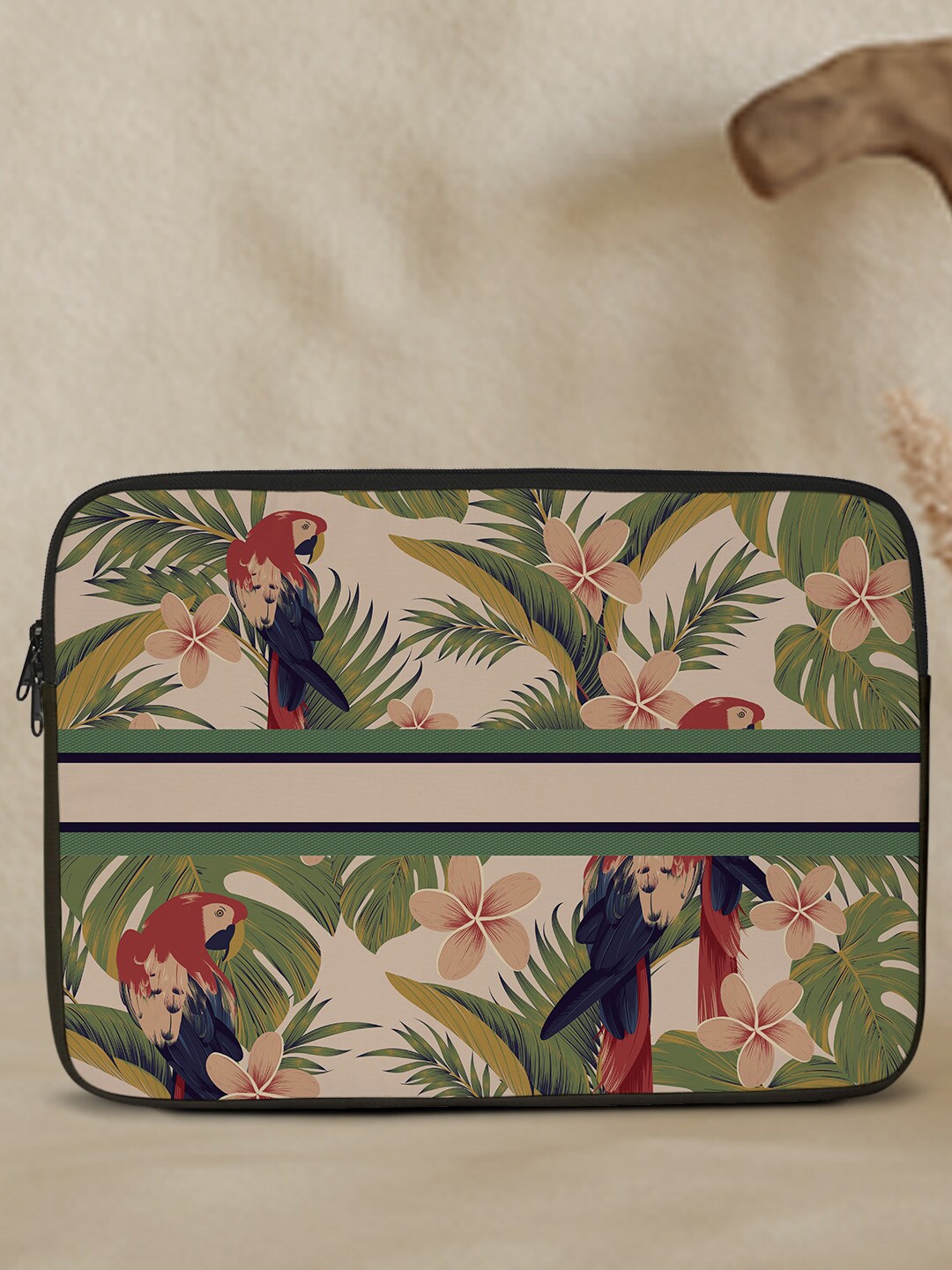 

Crazy Corner Parrots Printed Canvas Laptop Sleeve, Multi