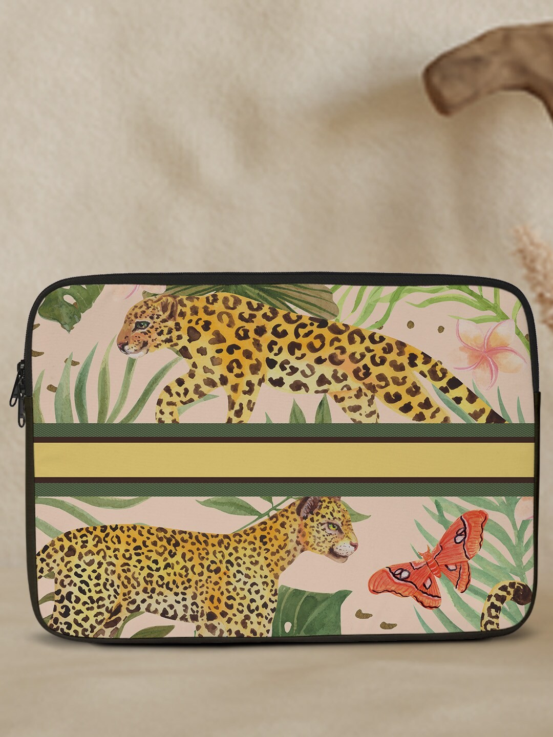 

Crazy Corner Leopard Printed Canvas Laptop Sleeve, Yellow