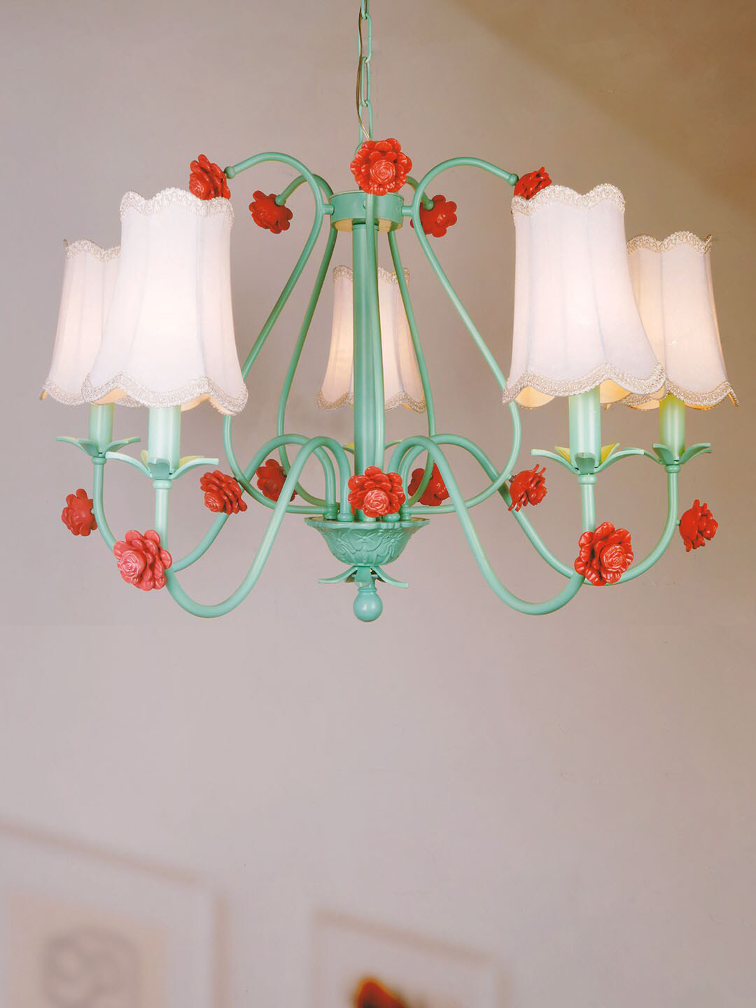 

Fos Lighting Sea Green & White Textured 5 Shade Light Ceiling Lamp