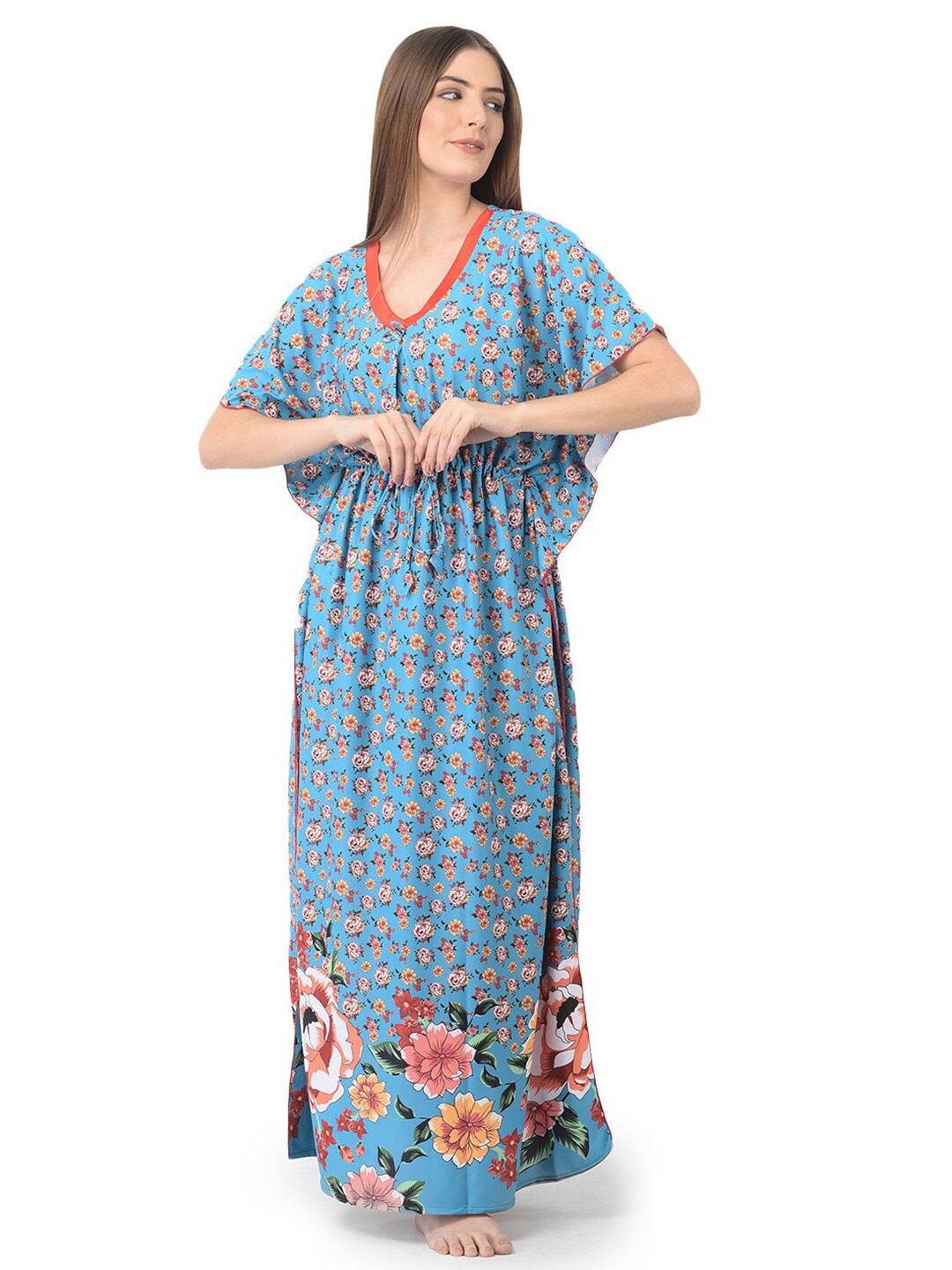 

Noty Floral Printed Kaftan Maxi Nightdress, Blue