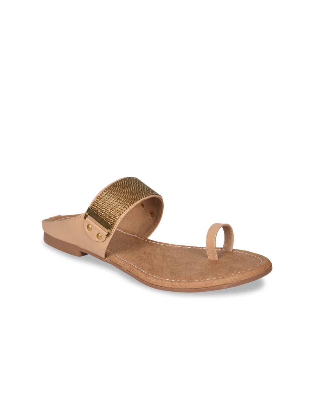 

Ajanta Women Textured Open One Toe Flats, Gold