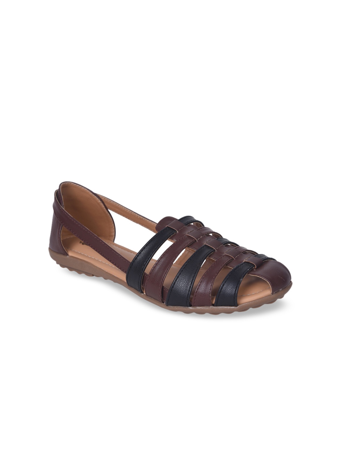 

Ajanta Textured Round Toe Gladiators, Brown