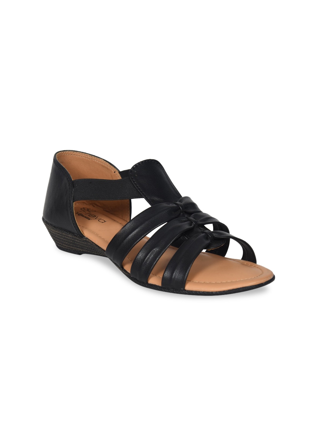 

Ajanta Textured Strappy Comfort Heels, Black