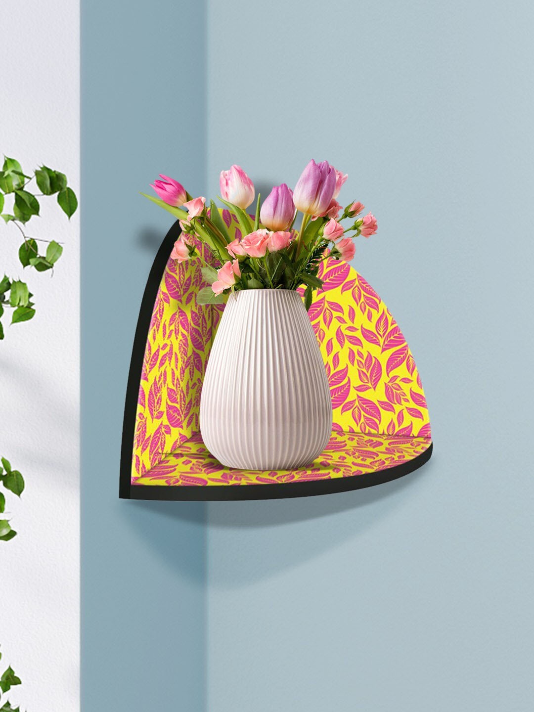 

999Store Yellow & Pink MDF Corner Wall Shelf