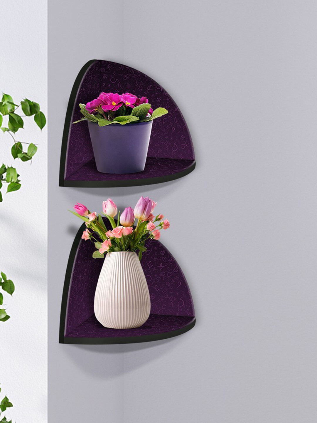 

999Store Purple 2 Pieces DF Corner Wall Shelf