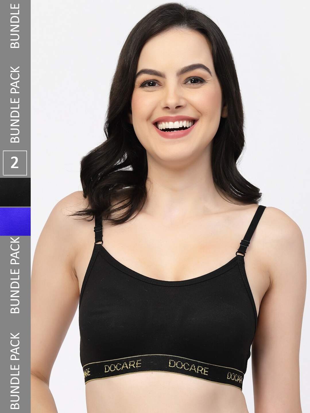 

Docare Pack Of 2 Seamless Sports Bra Full Coverage, Black