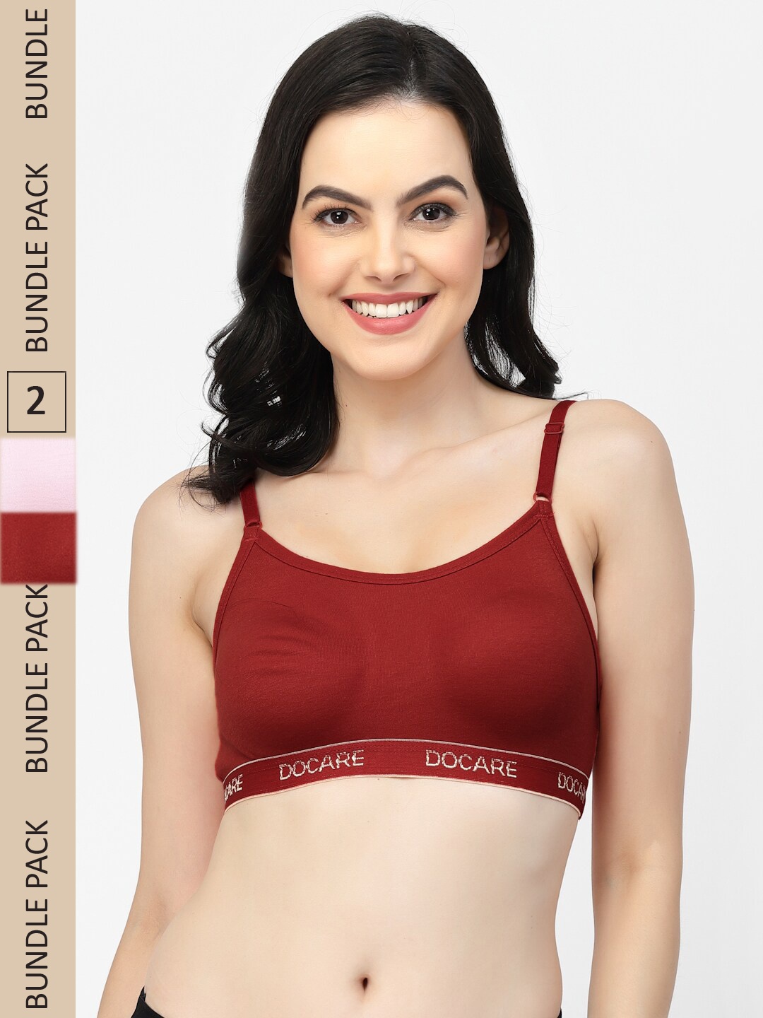 

Docare Pack Of 2 Full Coverage Medium Support Cotton Sports Bra, Maroon