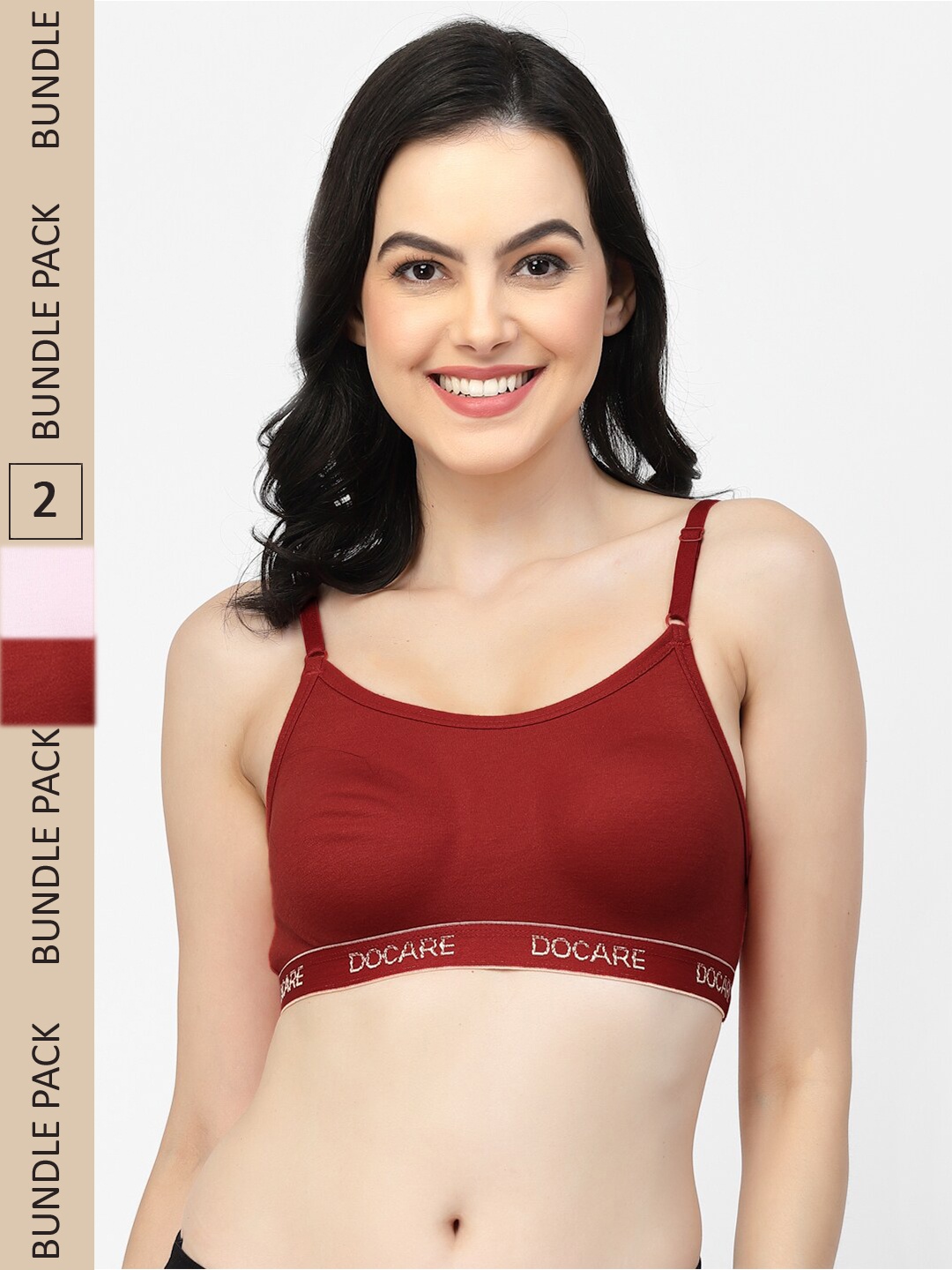 

Docare Pack Of 2 All Day Comfort Non Padded Full Coverage Seamless Sports Bra, Maroon