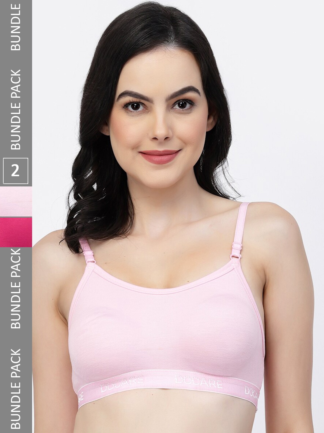 

Docare Pack Of 2 Full Coverage Training or Gym Bra, Pink