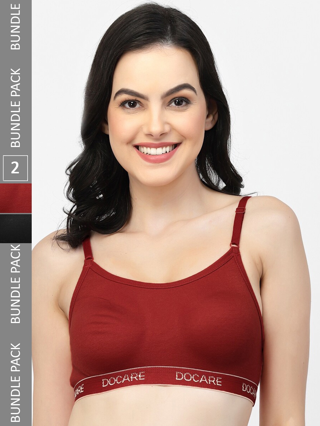 

Docare Pack Of 2 Seamless Sports Bra Full Coverage, Maroon