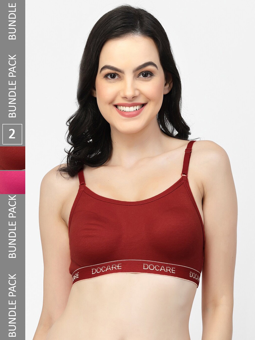 

Docare Pack Of 2 All Day Comfort Seamless Cotton Sports Bra, Maroon