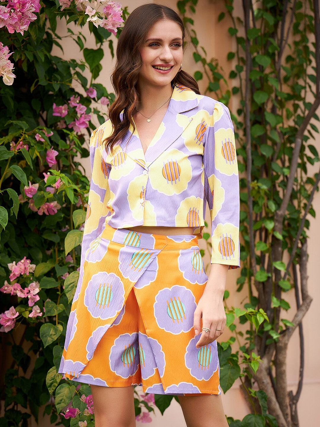 

Athena Lavender & Yellow Printed Top & Skorts Co-Ord