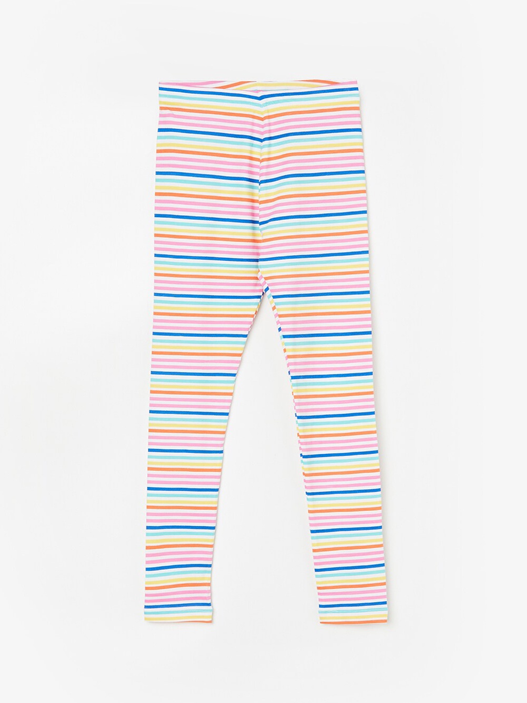 

Fame Forever by Lifestyle Girls Striped Cotton Lycra Ankle Length Leggings, Blue