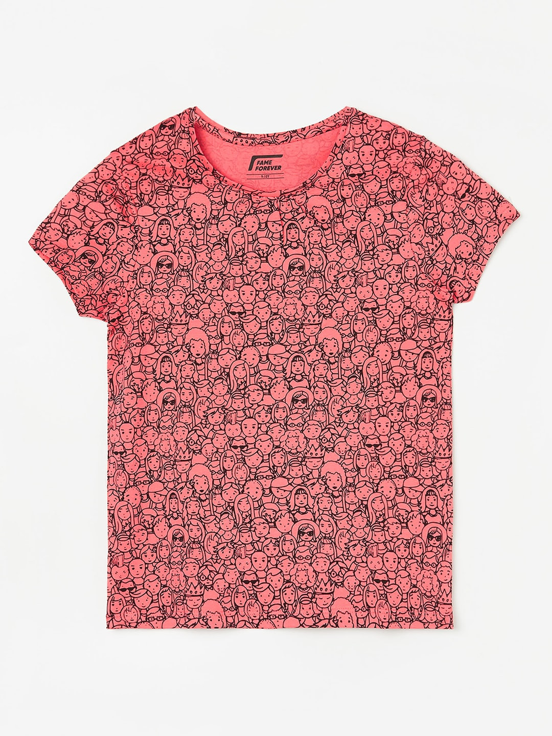 

Fame Forever by Lifestyle Girls Conversational Printed Pure Cotton T-shirt, Coral