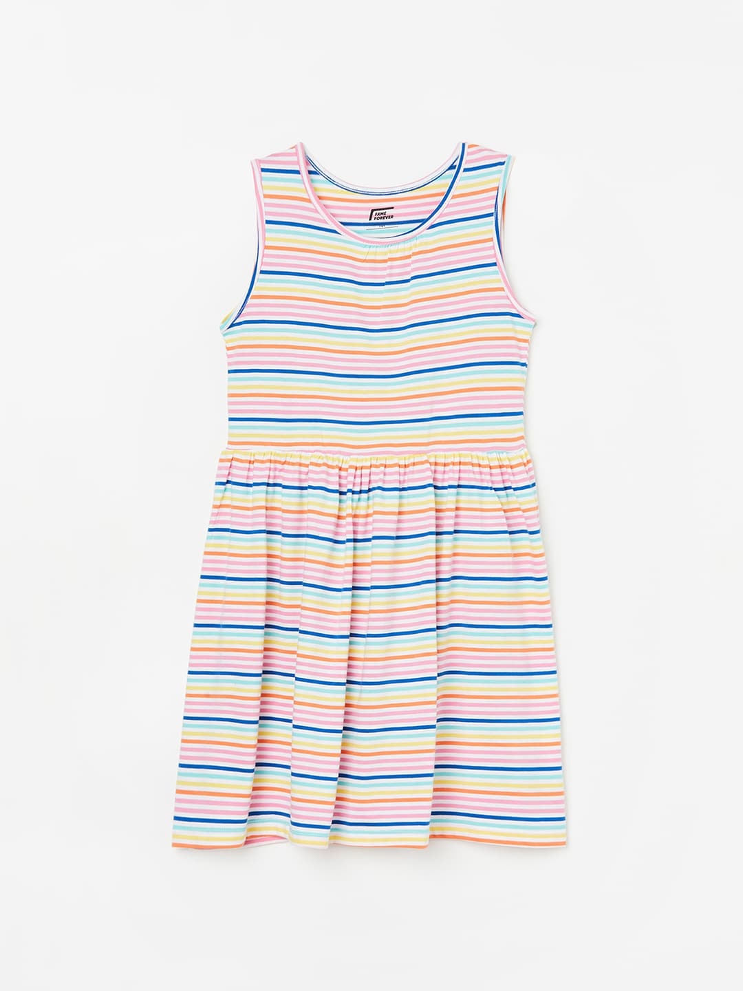 

Fame Forever by Lifestyle Girls Striped Pure Cotton Fit & Flare Dress, White