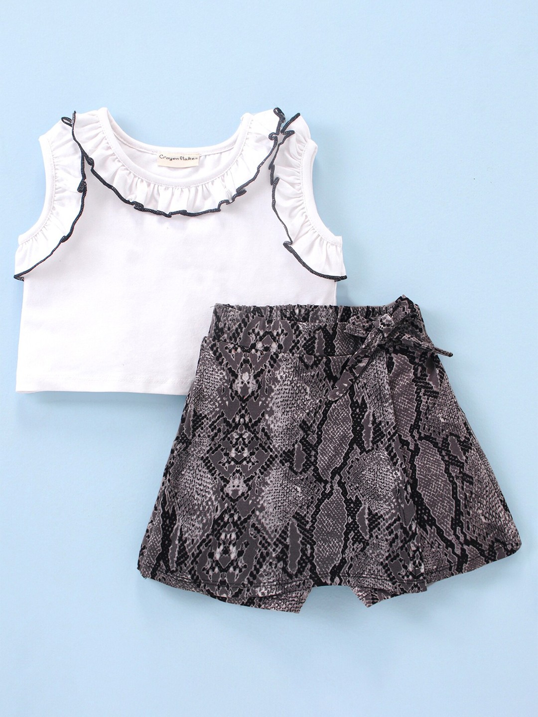 

CrayonFlakes Girls Top with Skirt, Grey