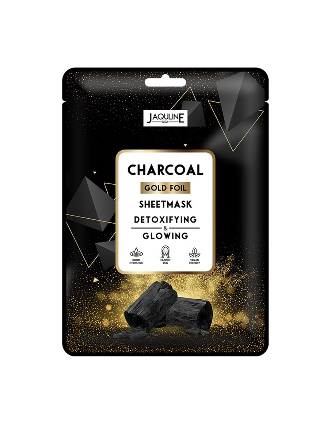

Jaquline USA Charcoal Gold Foil Sheet Mask For Detoxifying & Glowing Skin - 35g, Black