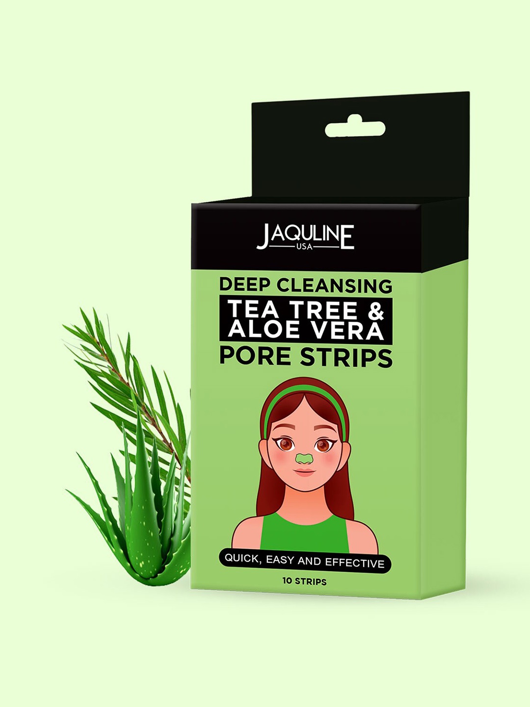 

Jaquline USA Pack of 10 Tea Tree & Aloe Vera Nose Pore Strips, Na