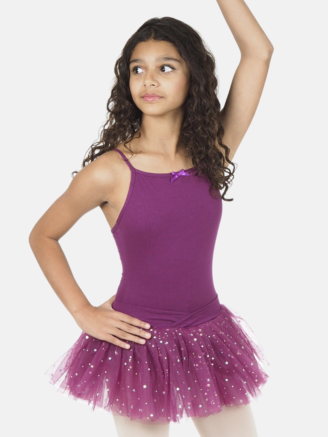 

IKAANYA Girls Camisole Leotard Tutu Dress with Sparkle, Purple