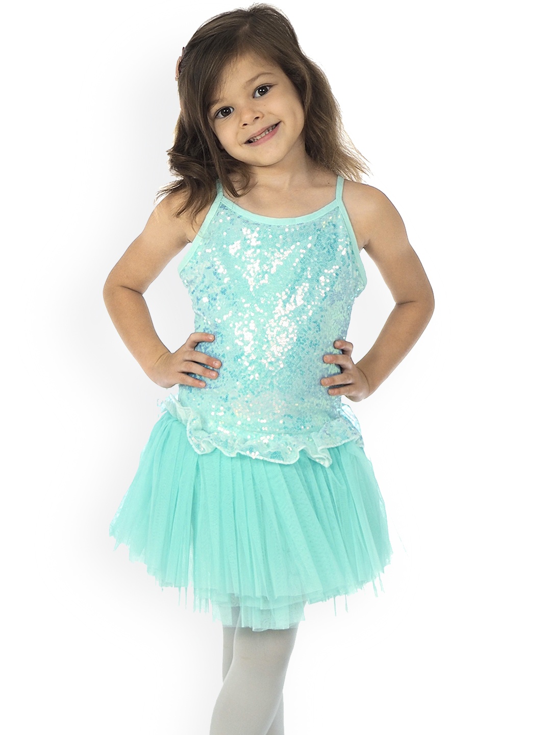 

IKAANYA Girl Bodysuit With Overlay Skirt, Blue