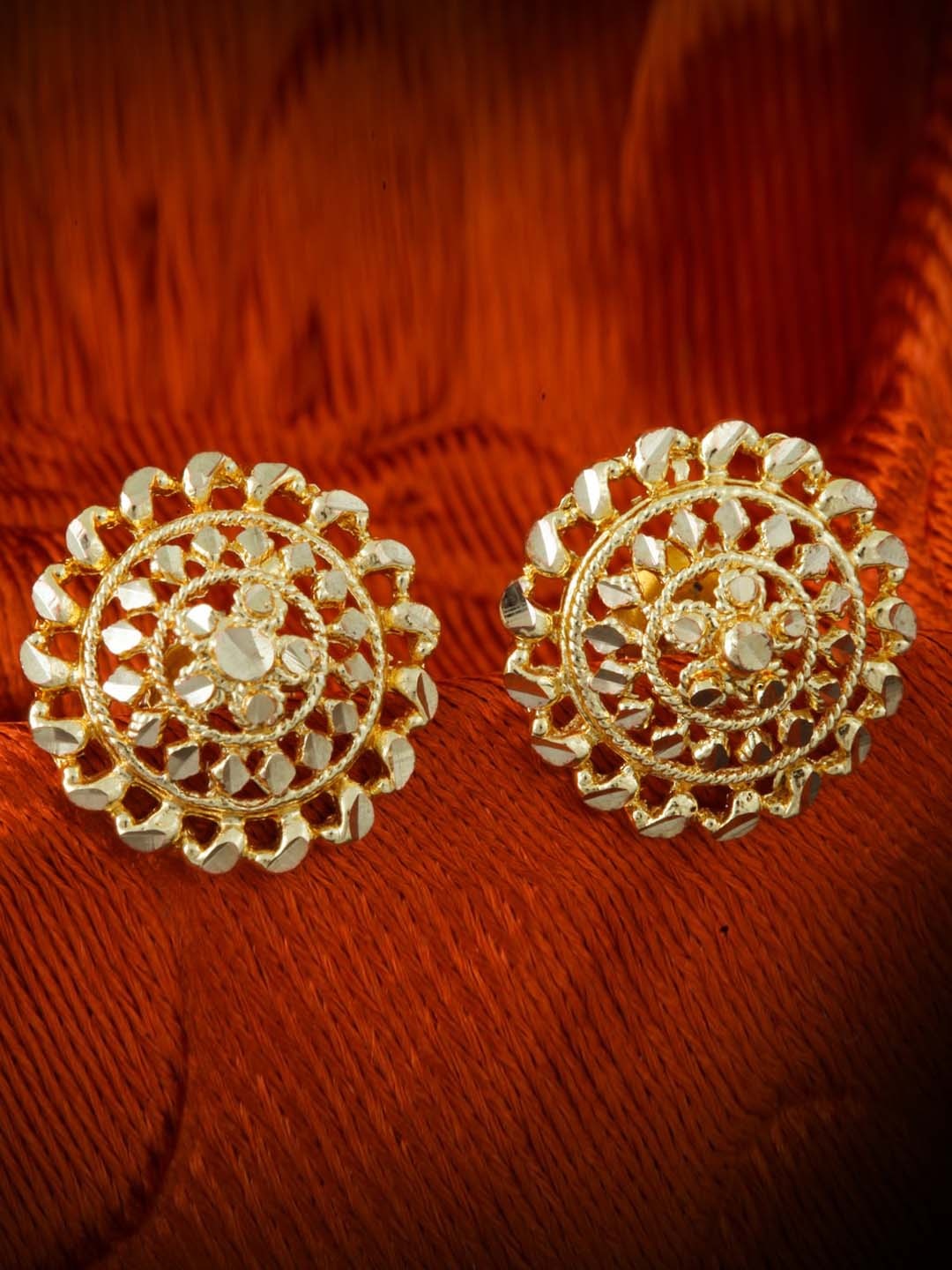 

MEENAZ Set Of 2 Gold-Plated Stone Studded Studs Earrings