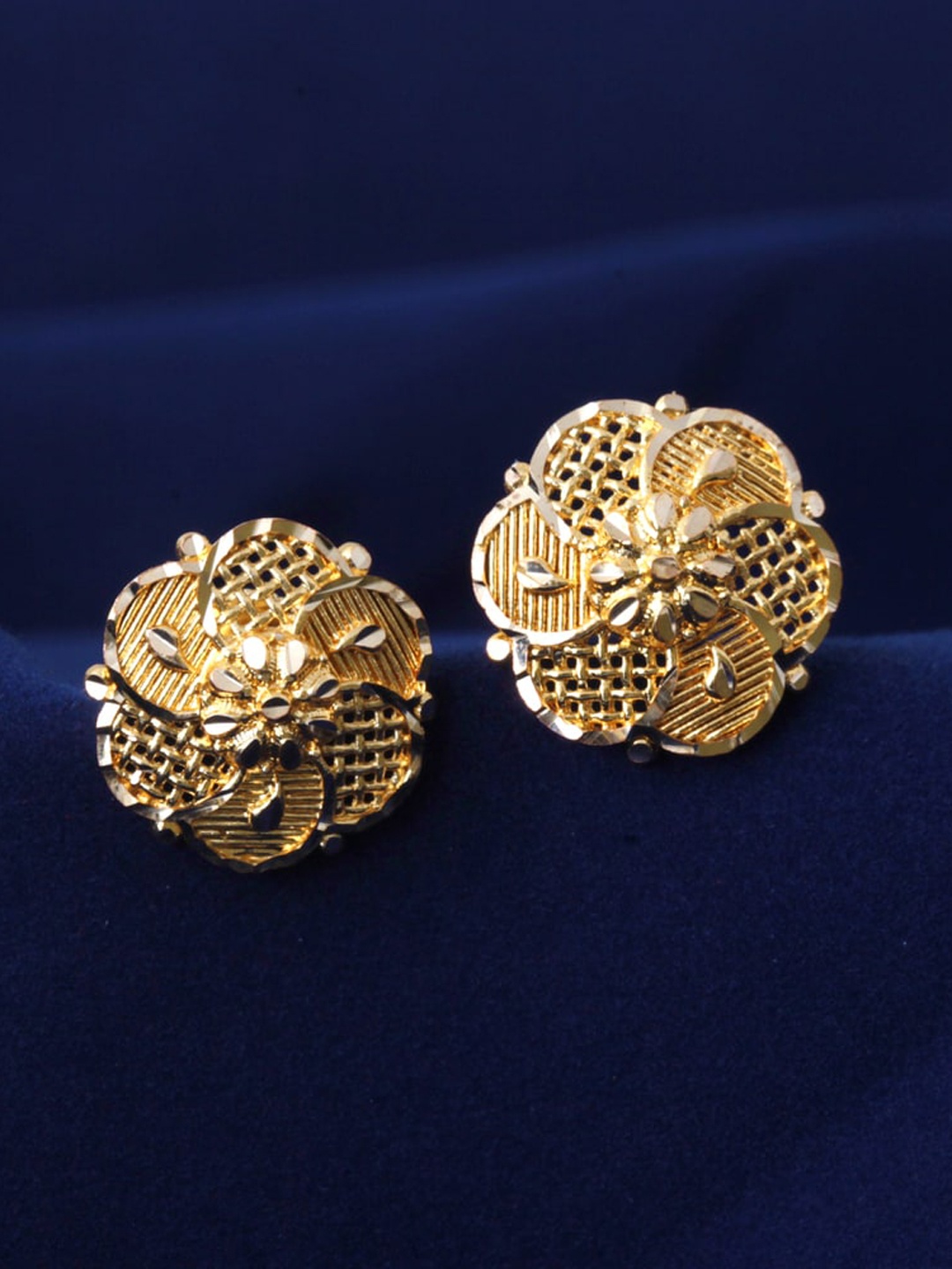 

MEENAZ Set Of 4 Gold-Plated Stone Studded Studs Earrings