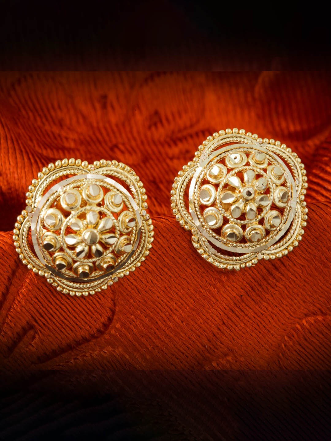

MEENAZ Set Of 4 Gold-Plated Stone Studded Studs Earrings