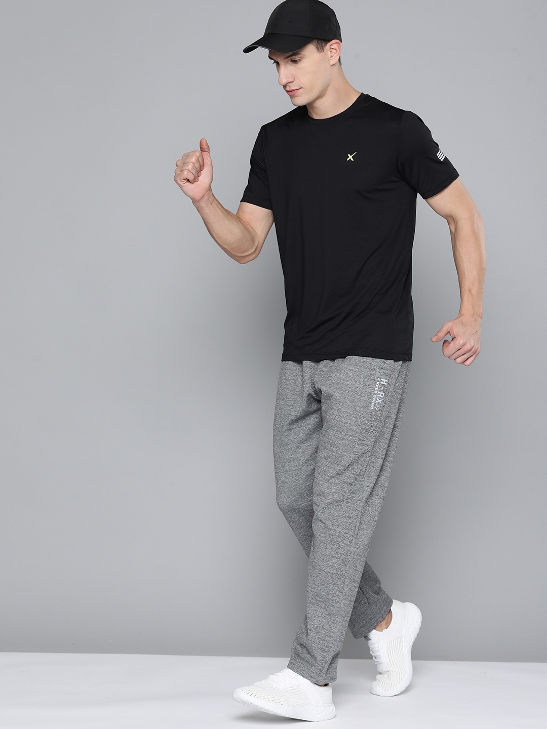 

HRX by Hrithik Roshan Men Rapid-Dry Running Track Pants, Grey melange