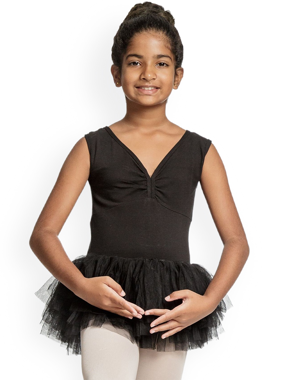

IKAANYA Girls Ballet Mesh Back Leotard Tutu Dress, Black