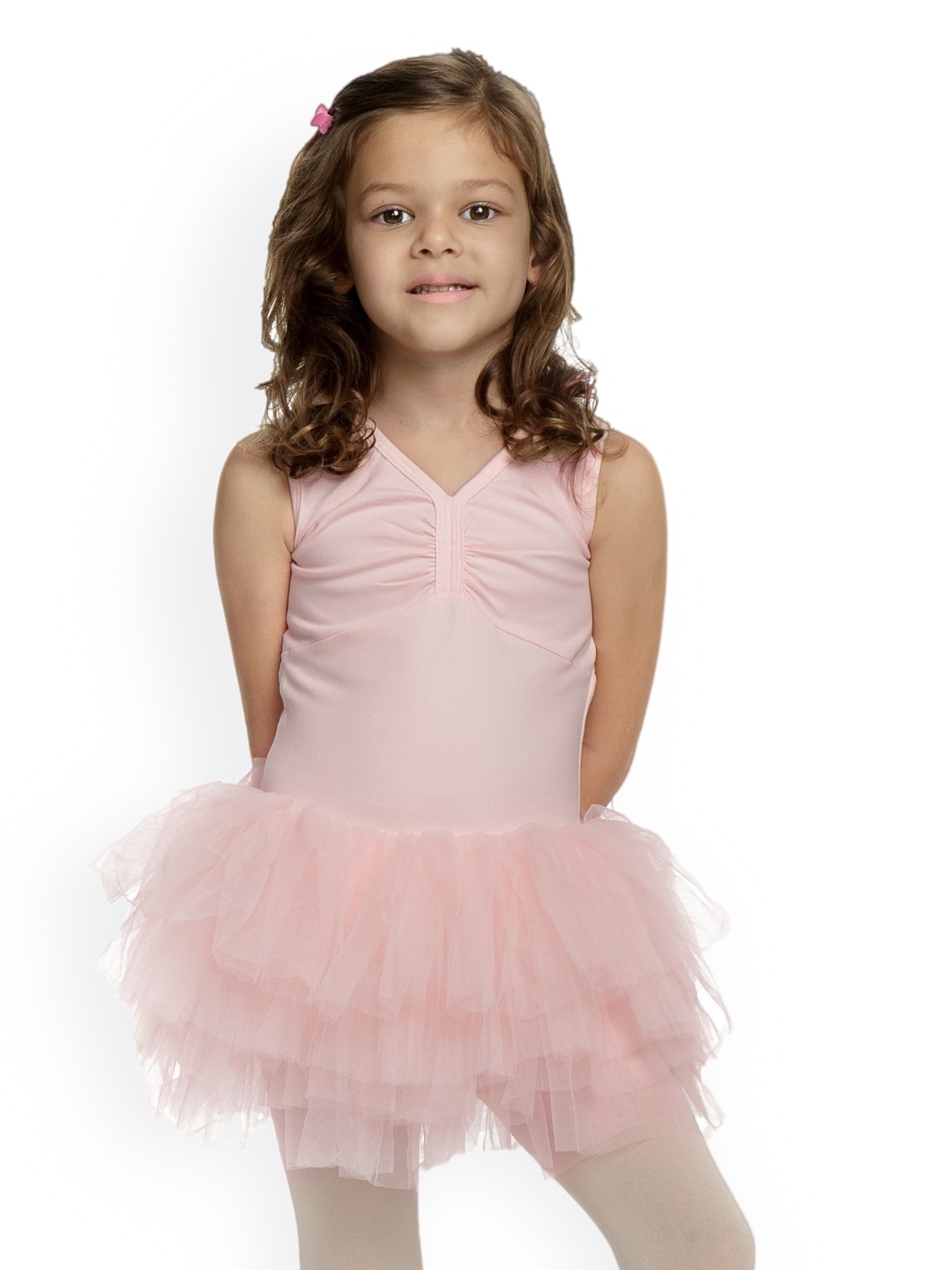 

IKAANYA Girls Ballet Performance Mesh Back Leotard Tutu Dress, Pink