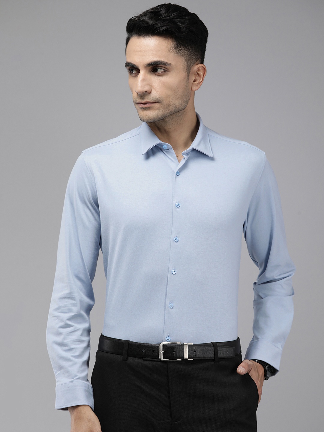 

Van Heusen Pure Cotton Slim Fit Opaque Formal Shirt, Blue