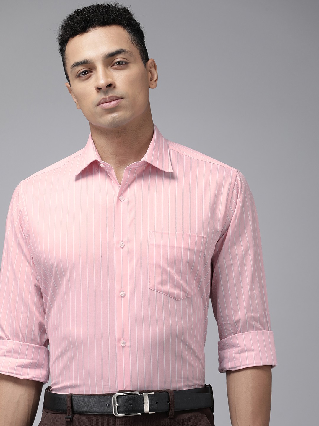 

Van Heusen Pure Cotton Custom Striped Formal Shirt, Pink