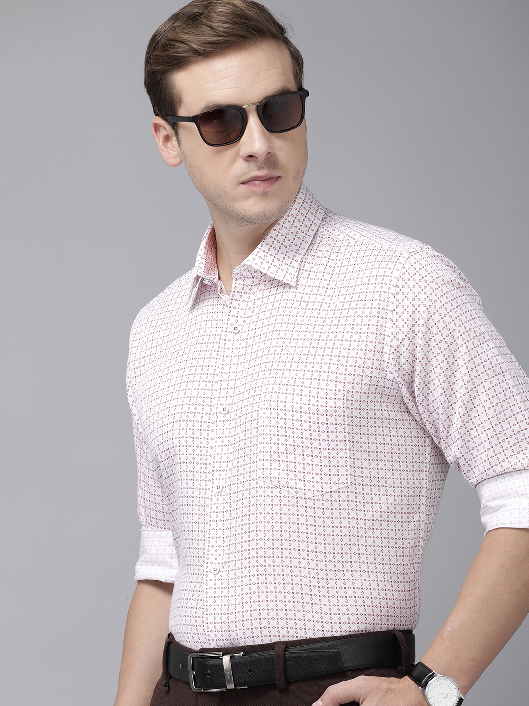 

Van Heusen Pure Cotton Custom Printed Formal Shirt, White