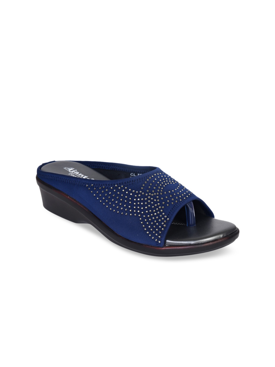 

Ajanta Embellished Open Toe Wedges, Navy blue