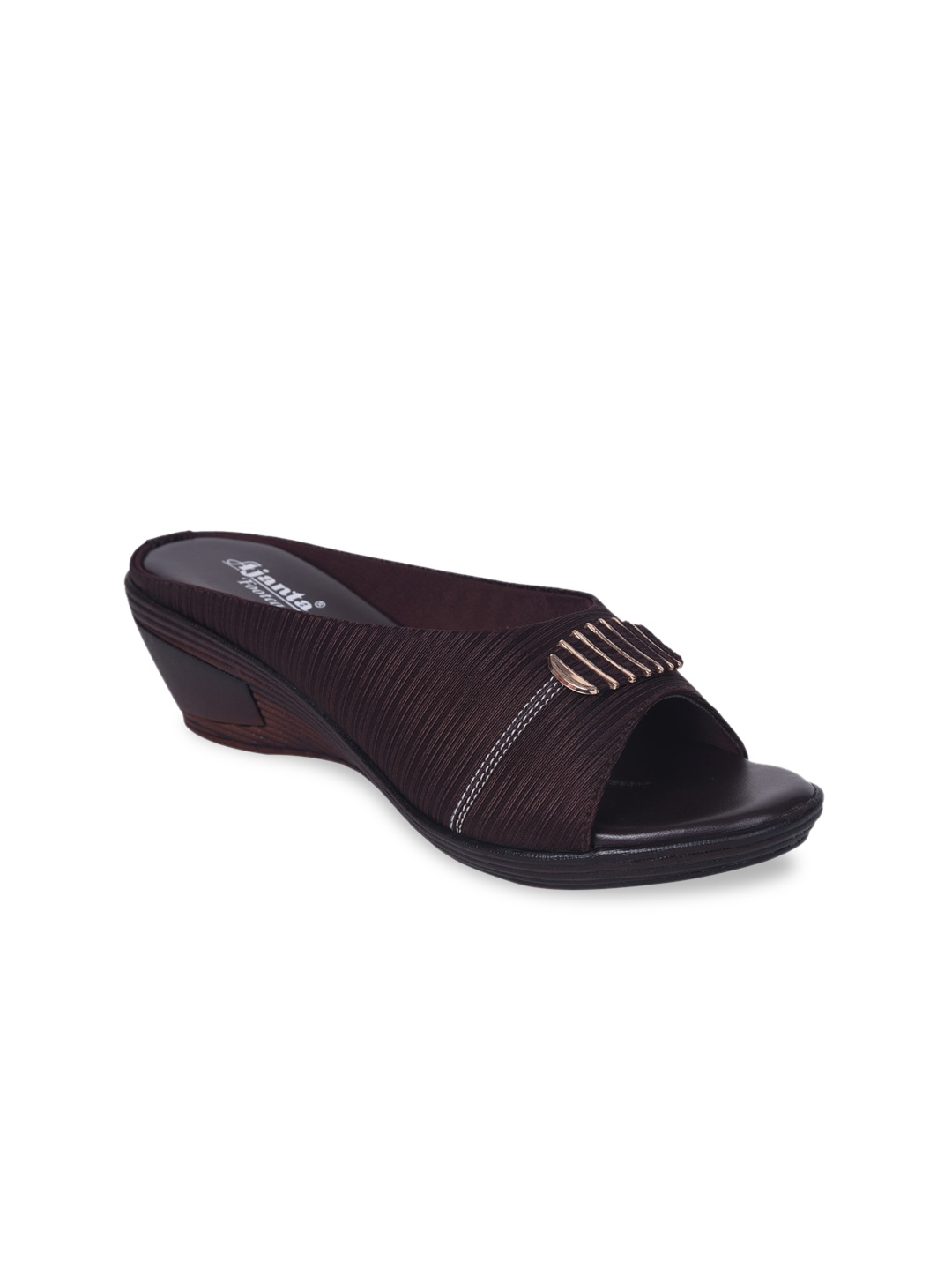 

Ajanta Textured Embellished Comfort Heels, Brown