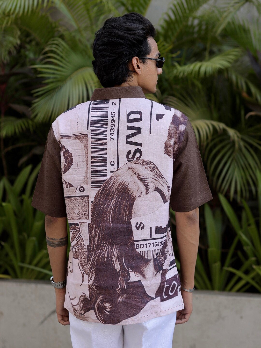 

ADDY'S for men Comfort Fit Abstract Printed Cotton Casual Shirt, Brown