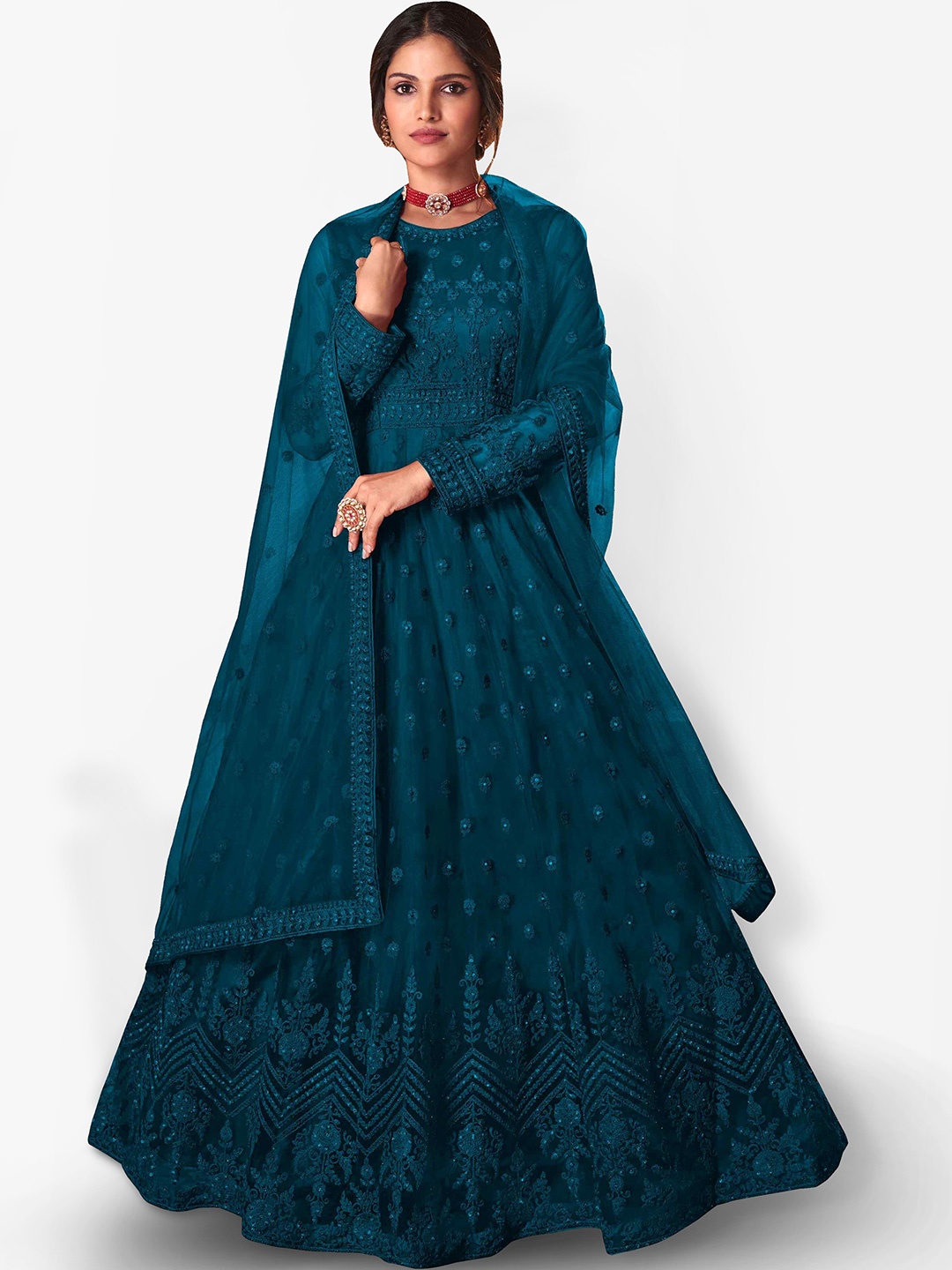 

Divine International Trading Co Embroidered Unstitched Dress Material, Turquoise blue