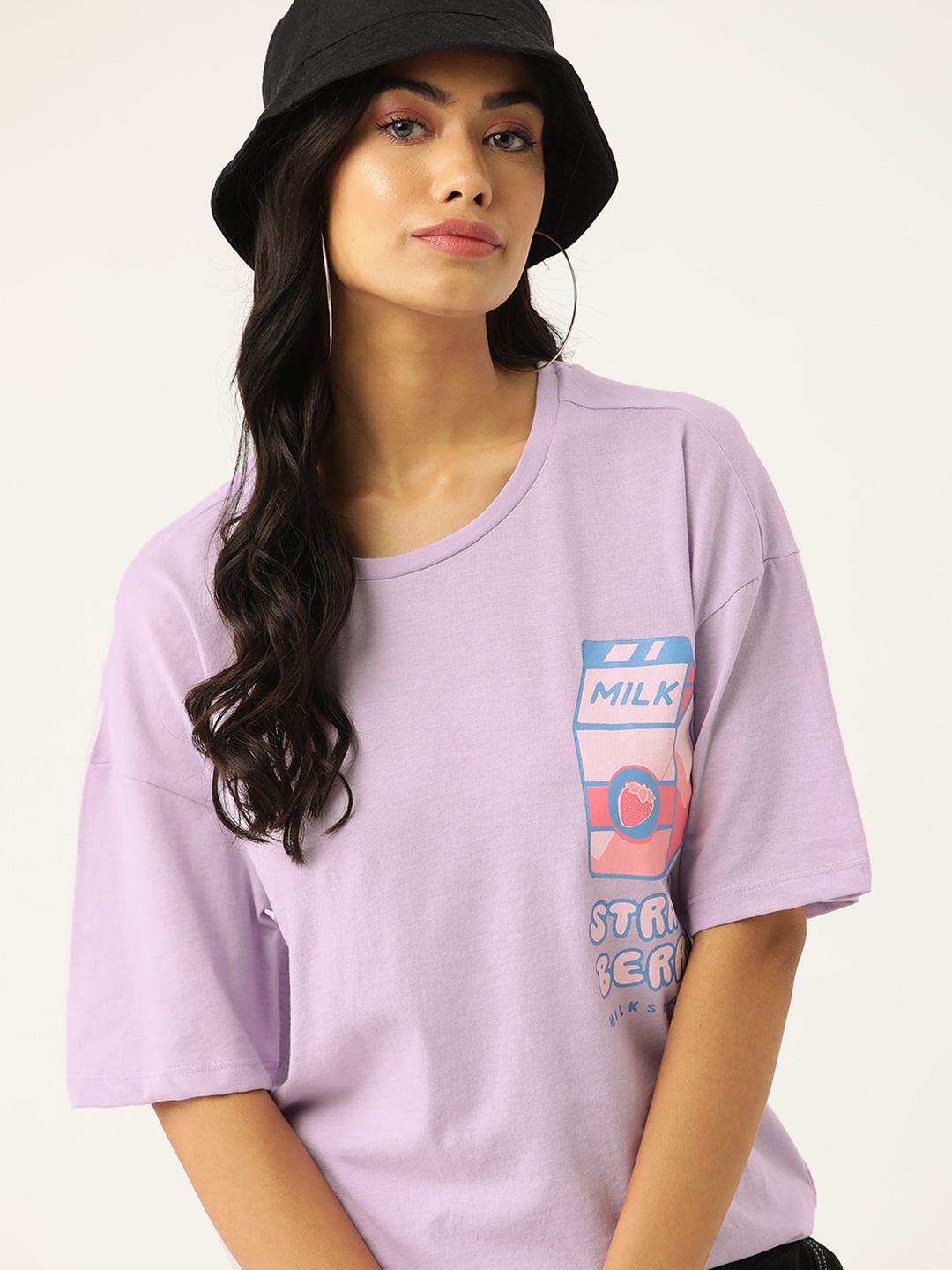 

DressBerry Printed Pure Cotton Longline T-shirt, Lavender