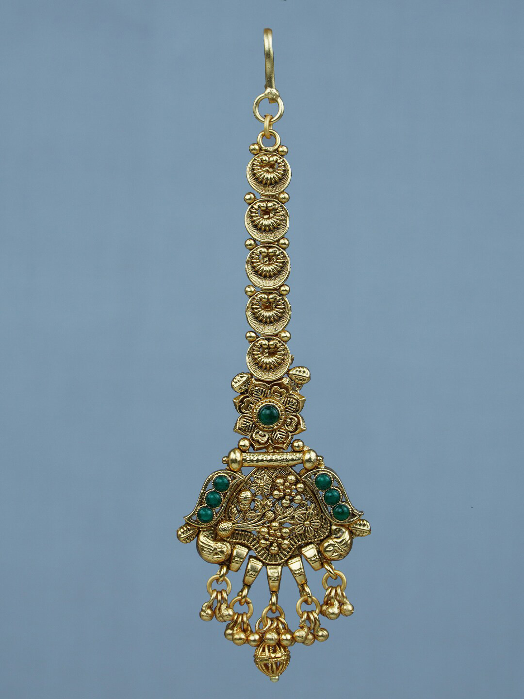 

Diksha Collection Gold-Plated Stone Studded Matte Finish Maang Tikka