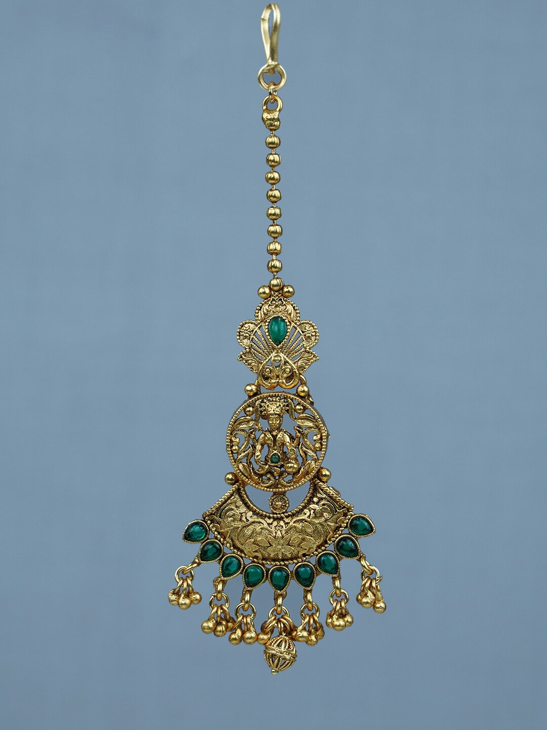 

Diksha collection Stone-Studded Temple Maang Tikka, Gold