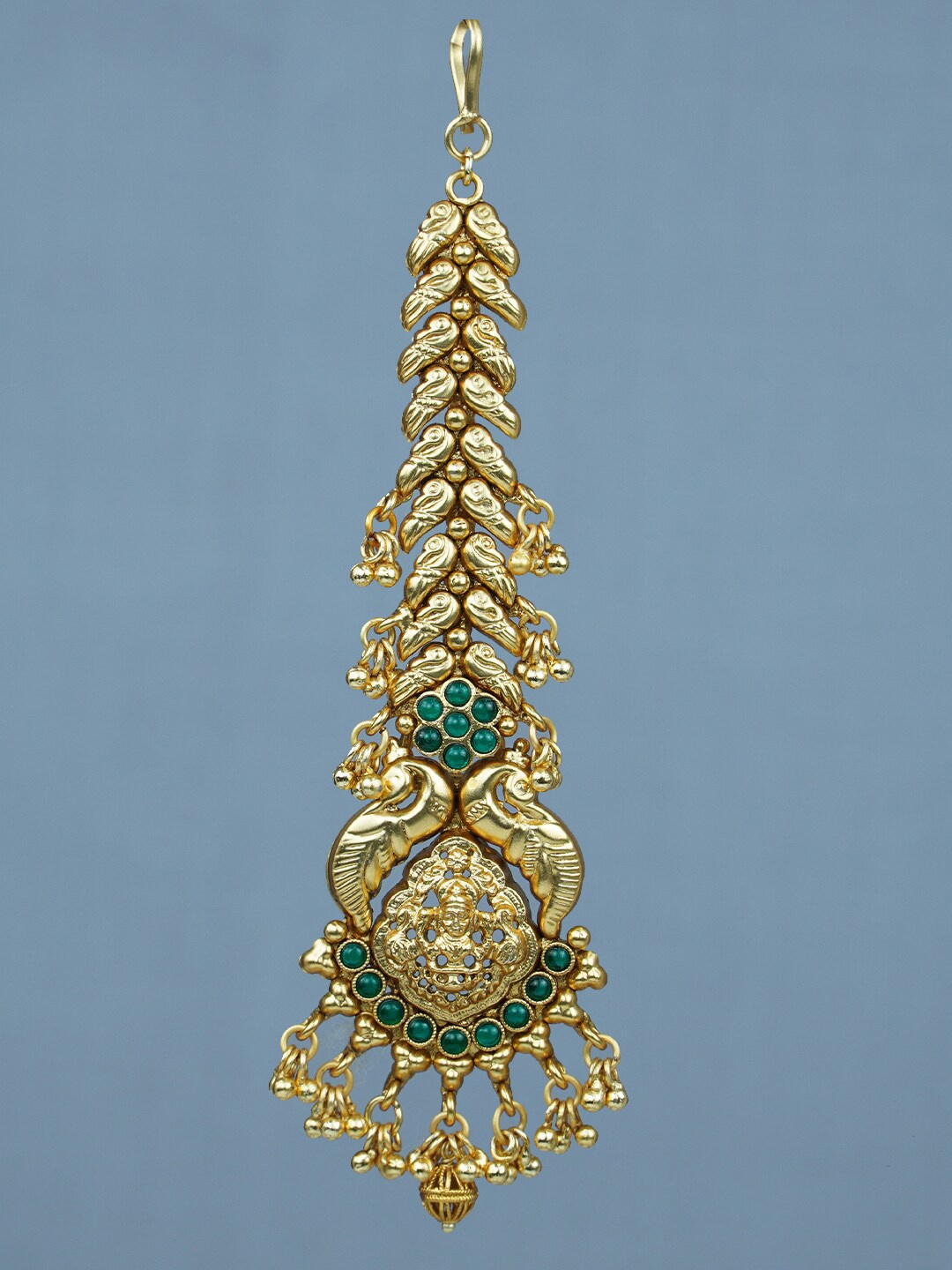 

Diksha collection Brass-Plated Stone Studded Matte Finish Maang Tikka, Gold