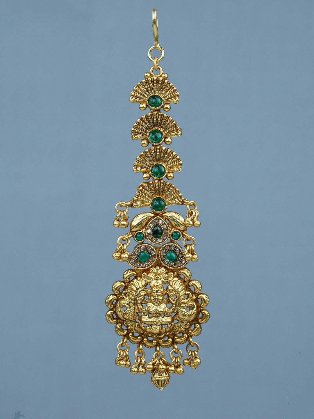 

Diksha collection Beads Studded Temple Maang Tikka, Gold