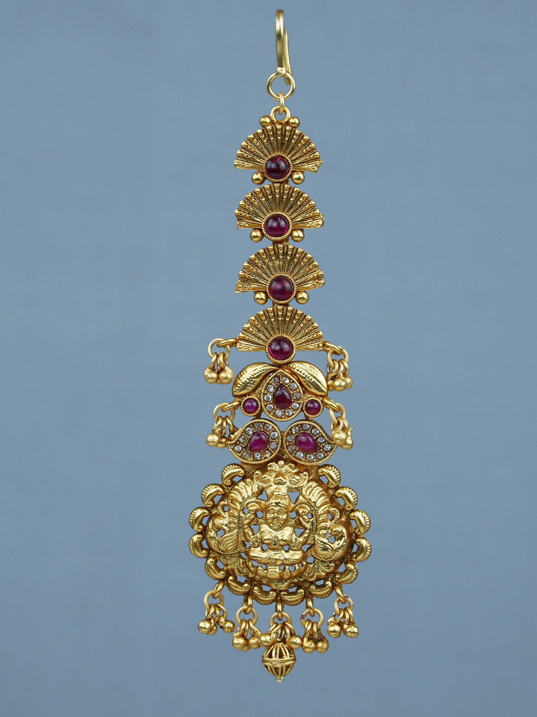 

Diksha collection Stone-Studded Temple Maang Tikka, Gold