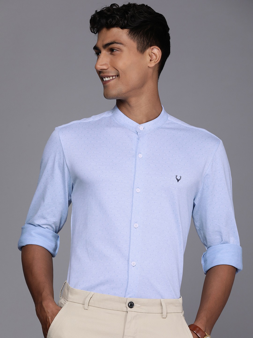 

Allen Solly Slim Fit Pure Cotton Semiformal Shirt, Blue