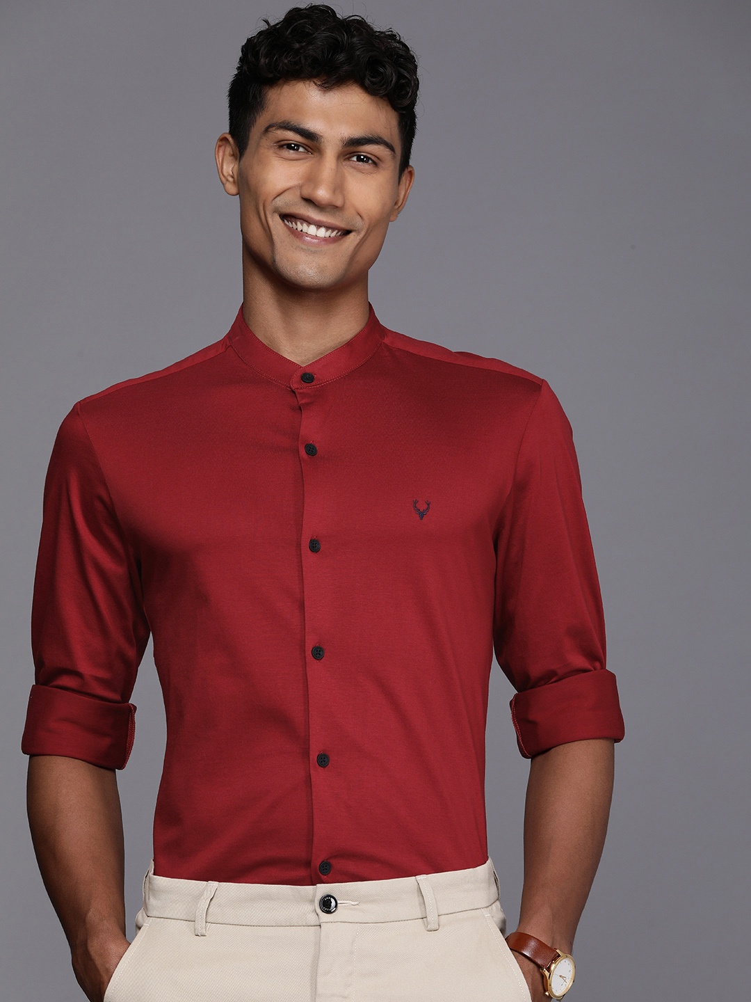 

Allen Solly Slim Fit Pure Cotton Semiformal Shirt, Maroon