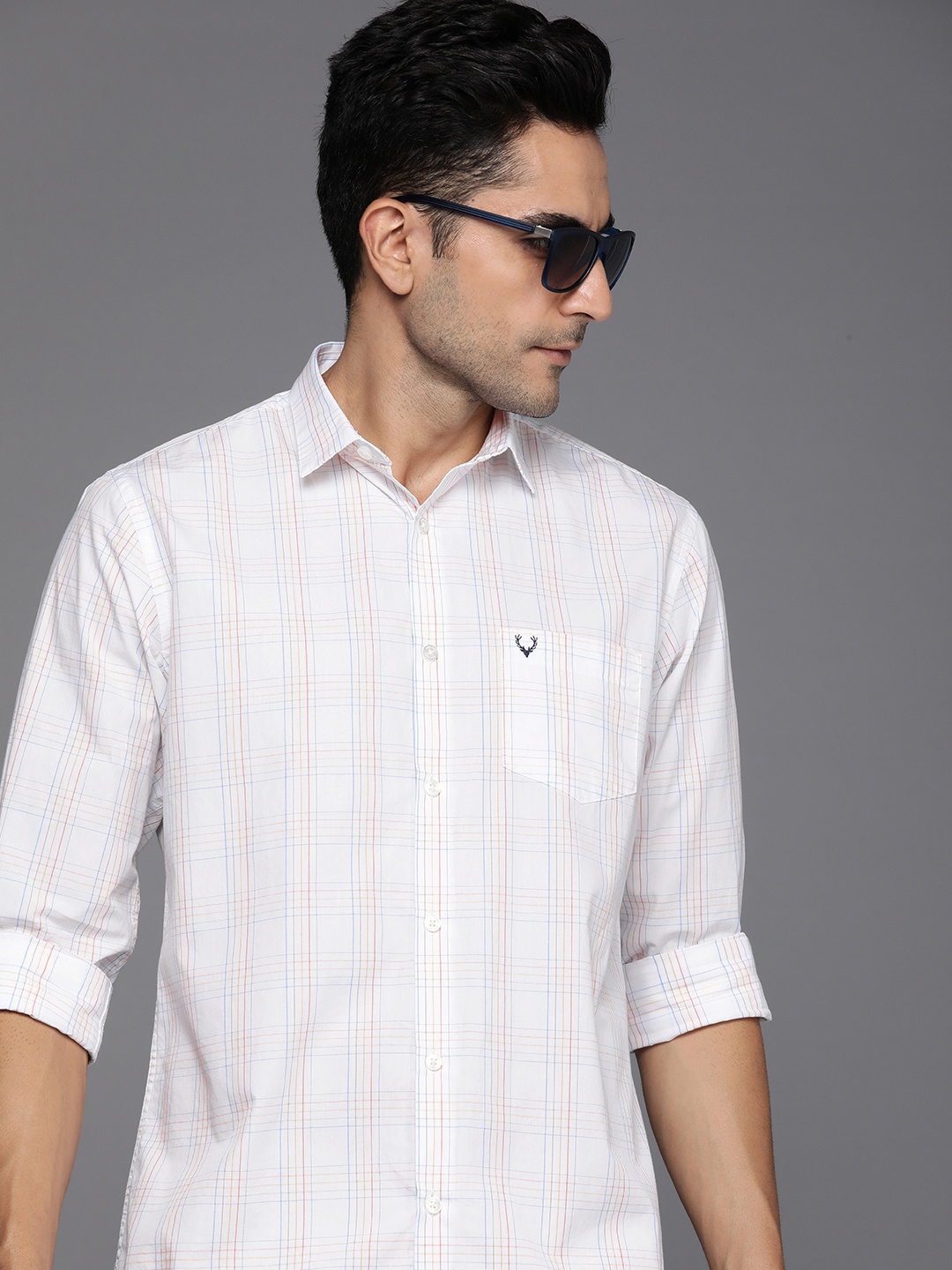 

Allen Solly Classic Checked Pure Cotton Casual Shirt, White