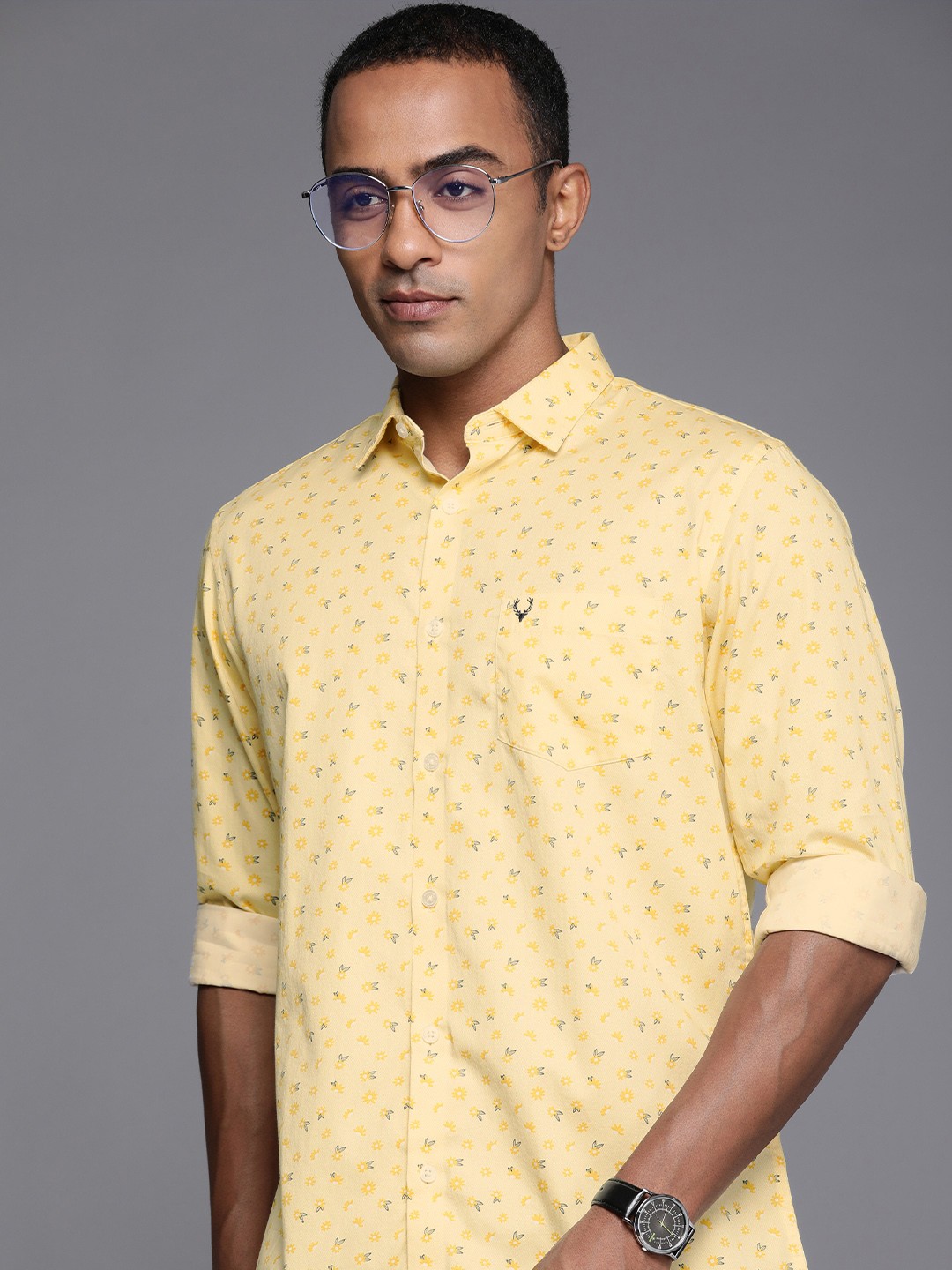 

Allen Solly Pure Cotton Sport Floral Opaque Printed Casual Shirt, Yellow