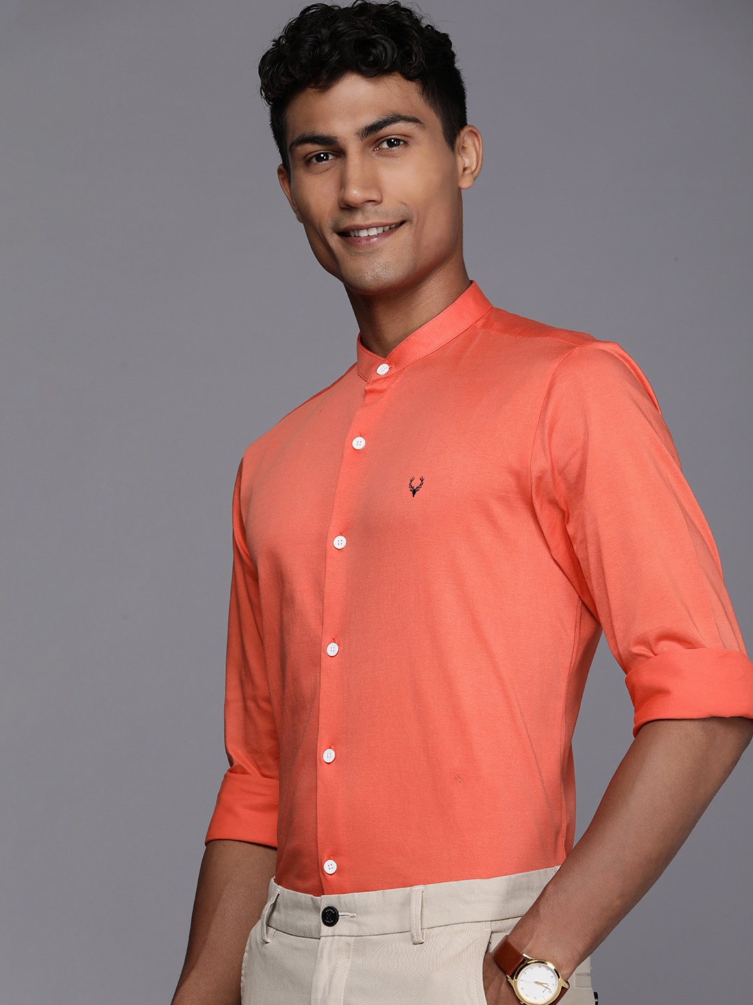 

Allen Solly Slim Fit Pure Cotton Semiformal Shirt, Coral